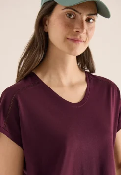 T-Shirt mit V-Neck und Spitzendetail