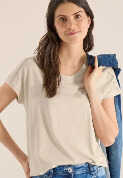 T-Shirt mit V-Neck und Spitzendetail