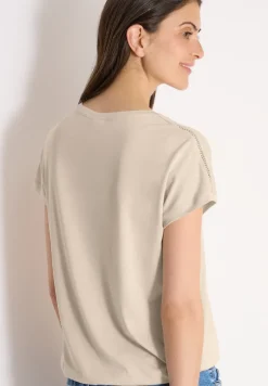 T-Shirt mit V-Neck und Spitzendetail