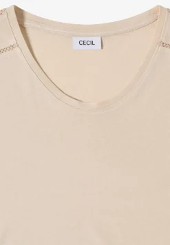 T-Shirt mit V-Neck und Spitzendetail