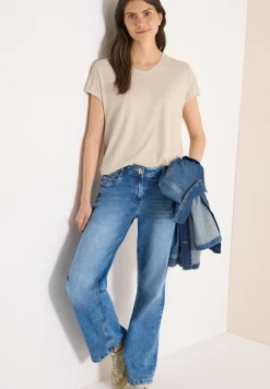 T-Shirt mit V-Neck und Spitzendetail