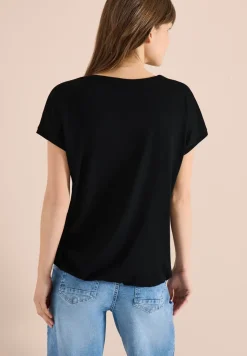 T-Shirt mit V-Neck und Spitzendetail