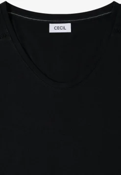 T-Shirt mit V-Neck und Spitzendetail