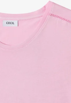 T-Shirt mit V-Neck und Spitzendetail