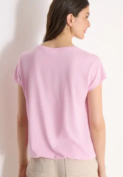 T-Shirt mit V-Neck und Spitzendetail
