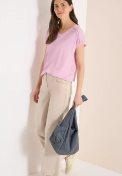 T-Shirt mit V-Neck und Spitzendetail