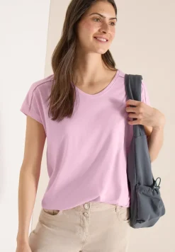 T-Shirt mit V-Neck und Spitzendetail