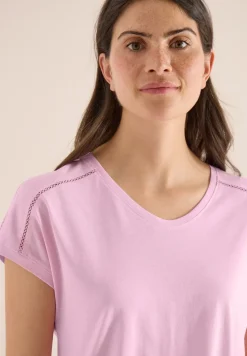 T-Shirt mit V-Neck und Spitzendetail