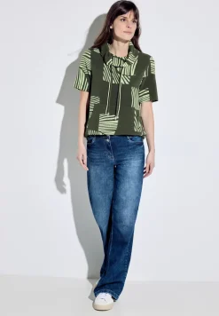 T-Shirt mit Volumenkragen