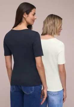 T-Shirts mit Herzausschnitt im 2er-Pack