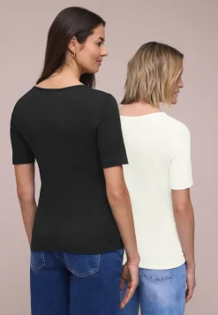 T-Shirts mit Herzausschnitt im 2er-Pack