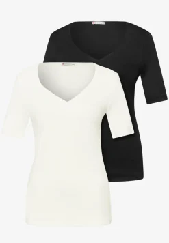 T-Shirts mit Herzausschnitt im 2er-Pack