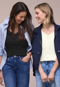 T-Shirts mit Herzausschnitt im 2er-Pack