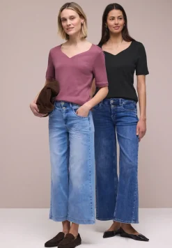 T-Shirts mit Herzausschnitt im 2er-Pack