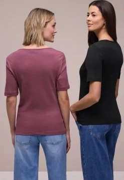 T-Shirts mit Herzausschnitt im 2er-Pack
