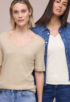 T-Shirts mit Herzausschnitt im 2er-Pack