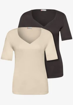 T-Shirts mit Herzausschnitt im 2er-Pack