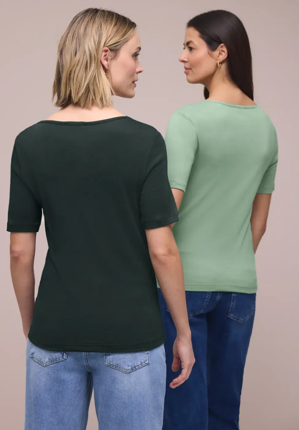 T-Shirts mit Herzausschnitt im 2er-Pack