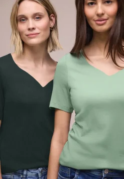T-Shirts mit Herzausschnitt im 2er-Pack