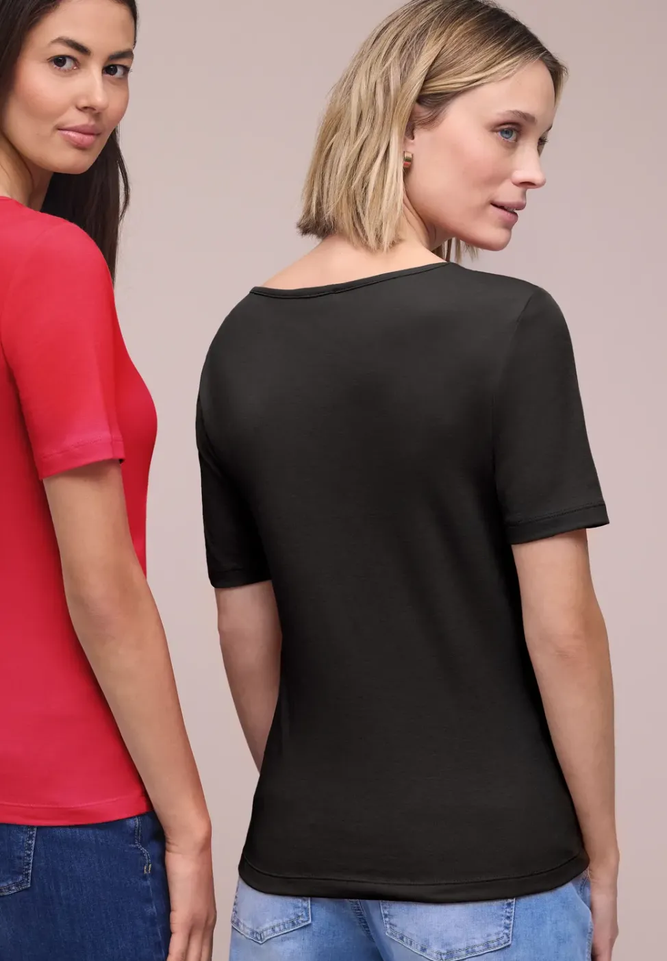 T-Shirts mit Herzausschnitt im 2er-Pack