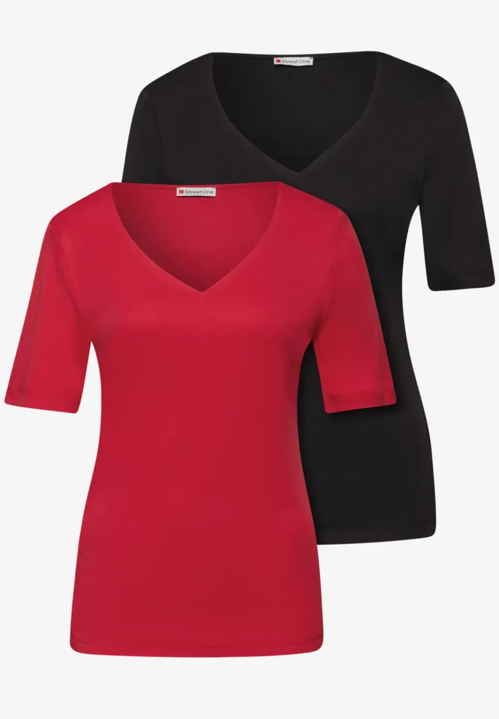 T-Shirts mit Herzausschnitt im 2er-Pack
