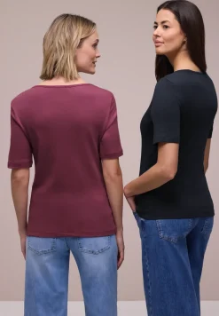 T-Shirts mit Herzausschnitt im 2er-Pack