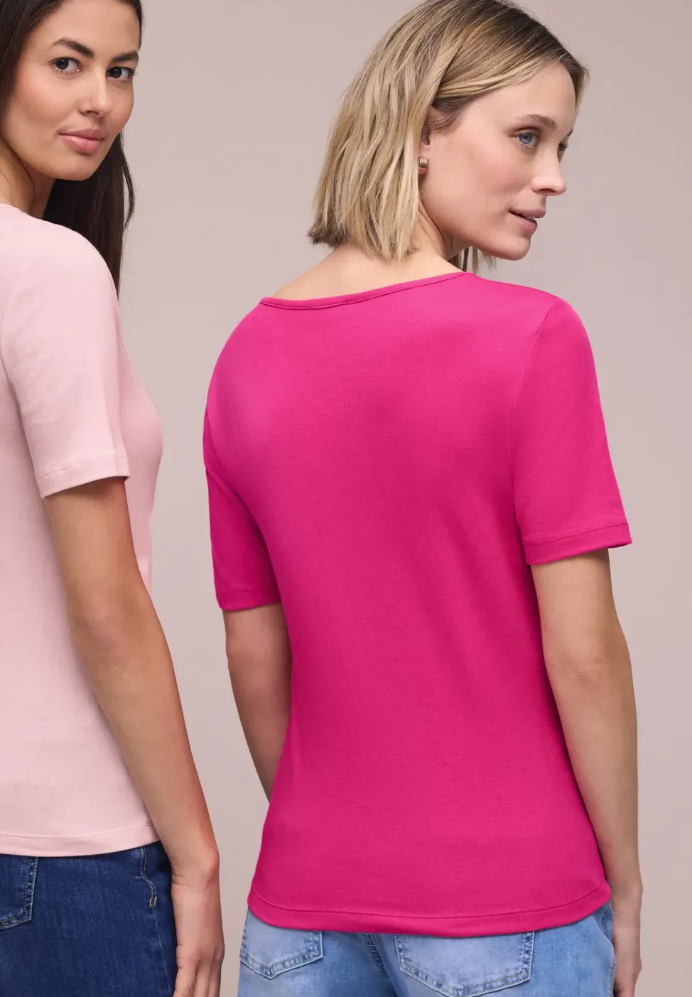 T-Shirts mit Herzausschnitt im 2er-Pack