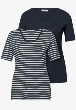T-Shirts mit rounded V-Neck im 2er-Pack