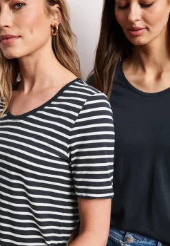 T-Shirts mit rounded V-Neck im 2er-Pack