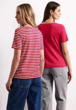 T-Shirts mit rounded V-Neck im 2er-Pack
