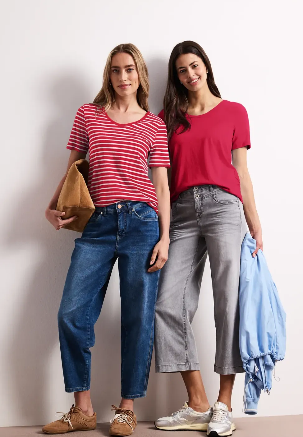 T-Shirts mit rounded V-Neck im 2er-Pack