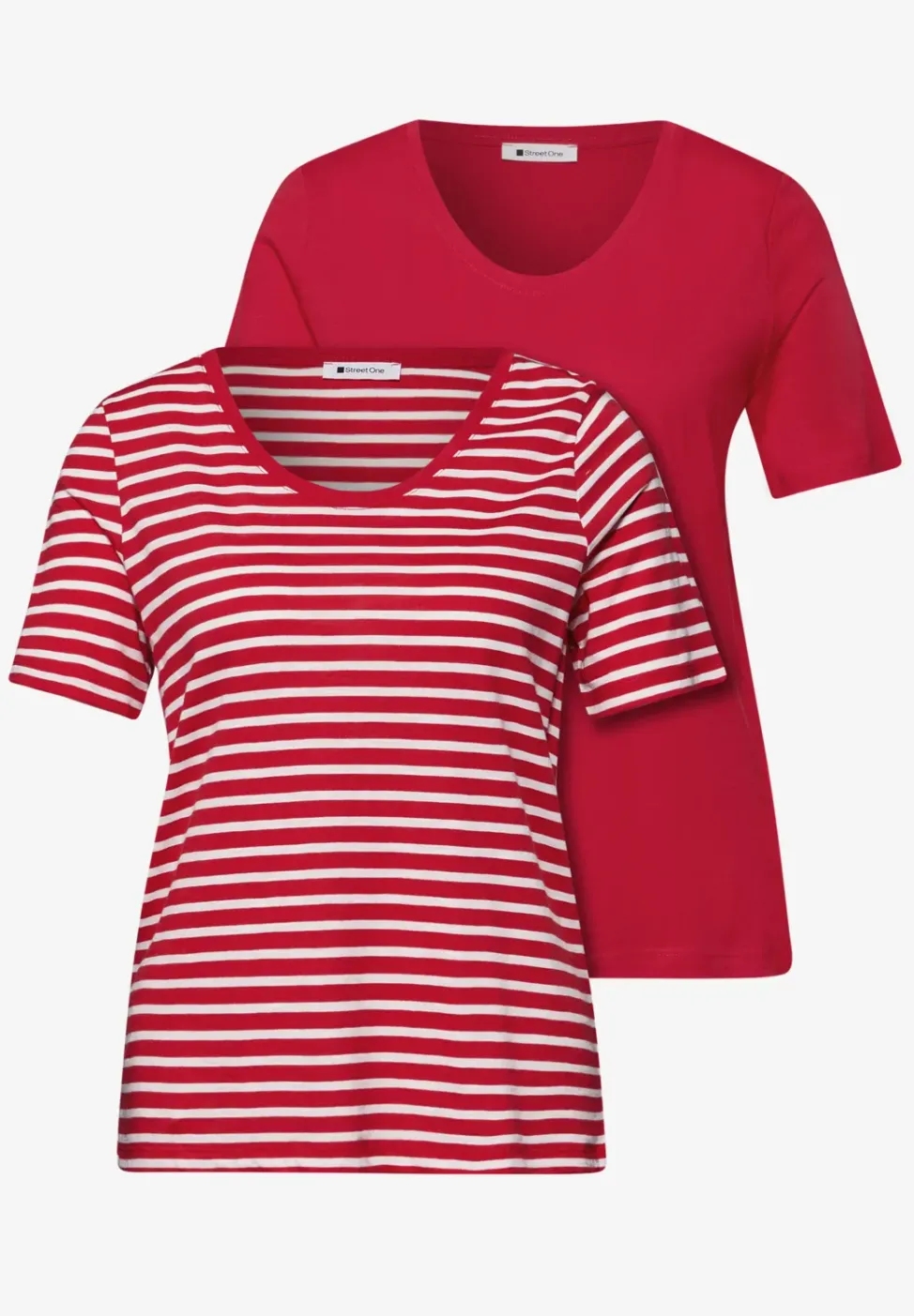 T-Shirts mit rounded V-Neck im 2er-Pack