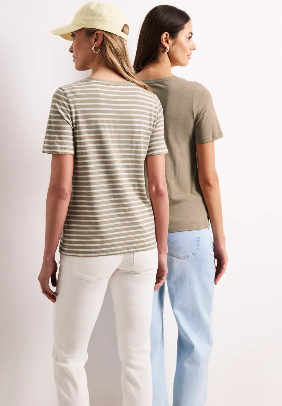 T-Shirts mit rounded V-Neck im 2er-Pack