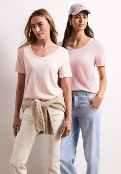 T-Shirts mit rounded V-Neck im 2er-Pack