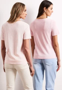 T-Shirts mit rounded V-Neck im 2er-Pack