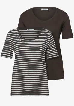 T-Shirts mit rounded V-Neck im 2er-Pack