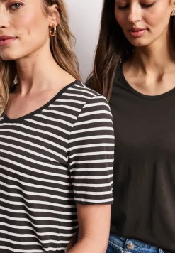 T-Shirts mit rounded V-Neck im 2er-Pack