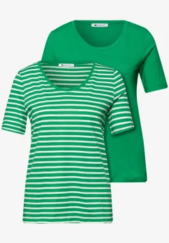 T-Shirts mit rounded V-Neck im 2er-Pack
