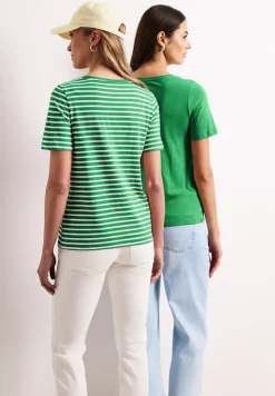 T-Shirts mit rounded V-Neck im 2er-Pack