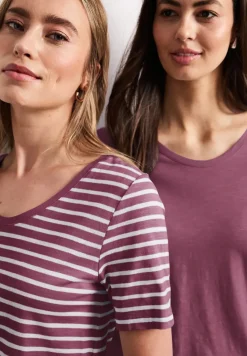 T-Shirts mit rounded V-Neck im 2er-Pack