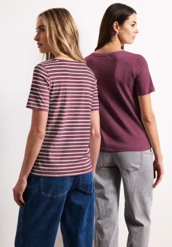 T-Shirts mit rounded V-Neck im 2er-Pack