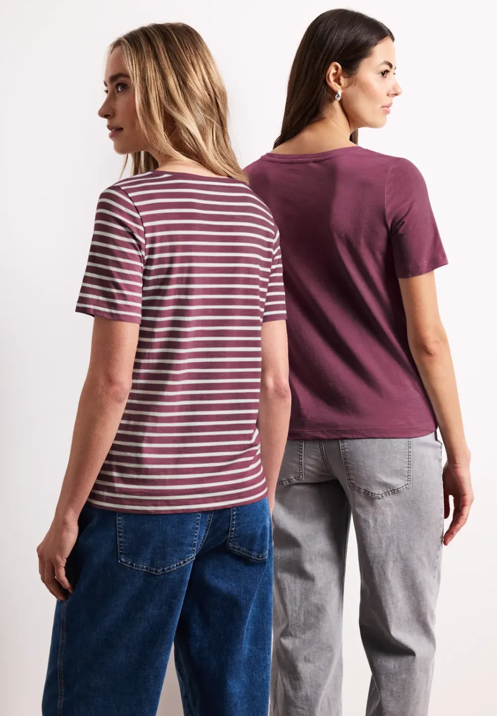 T-Shirts mit rounded V-Neck im 2er-Pack