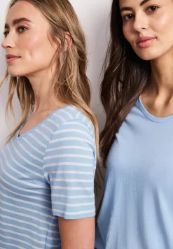 T-Shirts mit rounded V-Neck im 2er-Pack