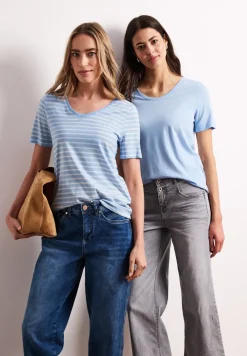 T-Shirts mit rounded V-Neck im 2er-Pack