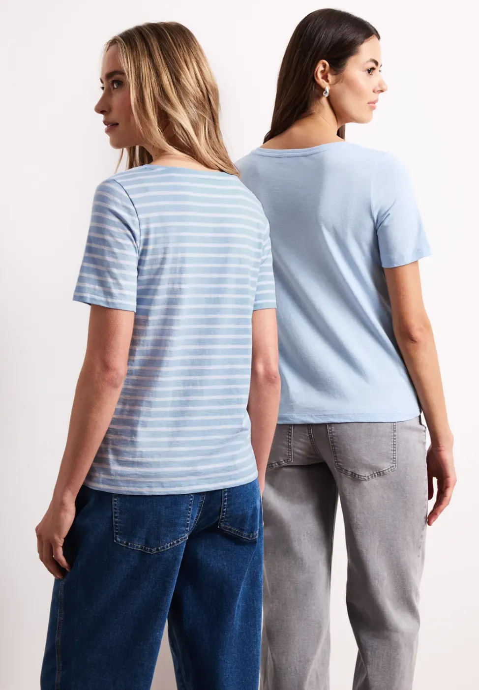 T-Shirts mit rounded V-Neck im 2er-Pack