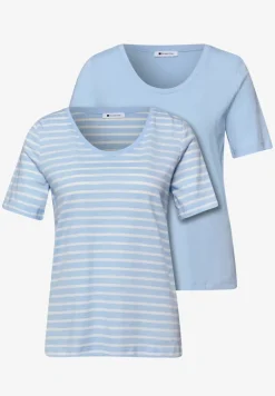 T-Shirts mit rounded V-Neck im 2er-Pack