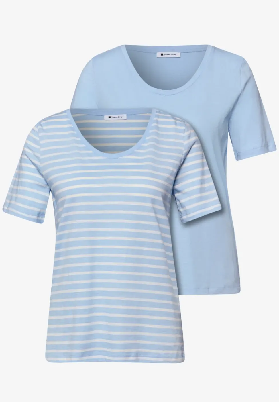 T-Shirts mit rounded V-Neck im 2er-Pack