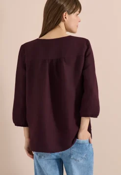 Tunika mit Split Neck aus Leinenmix