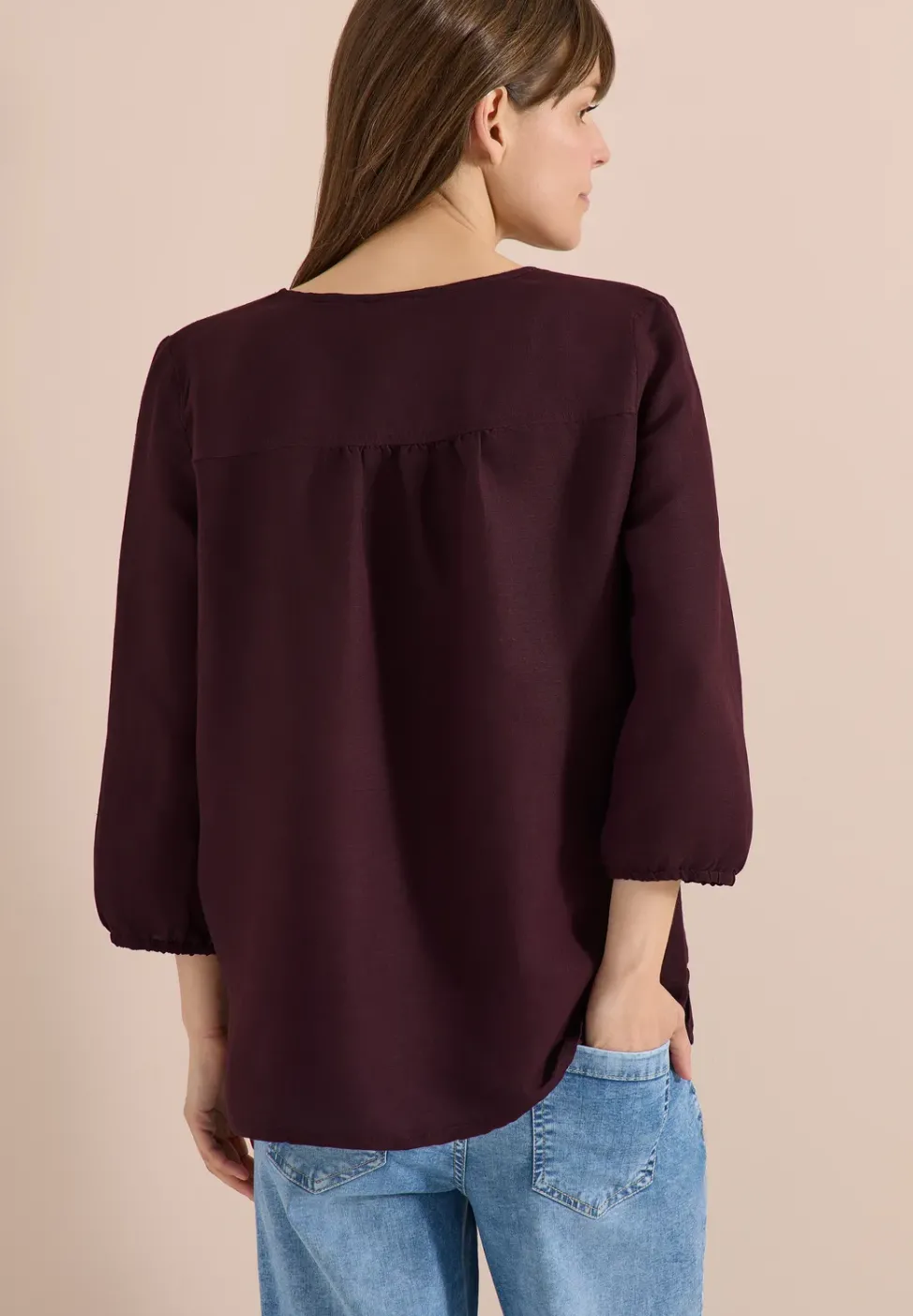 Tunika mit Split Neck aus Leinenmix