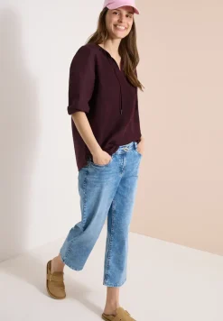 Tunika mit Split Neck aus Leinenmix